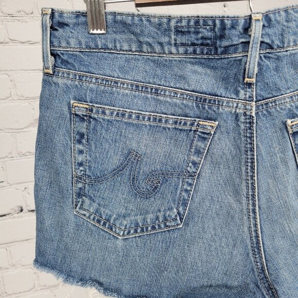 AG Adriano Goldshmied Blue The Bonnie Relaxed Denim Jean Cut Off Shorts Size 32 - Picture 7 of 11